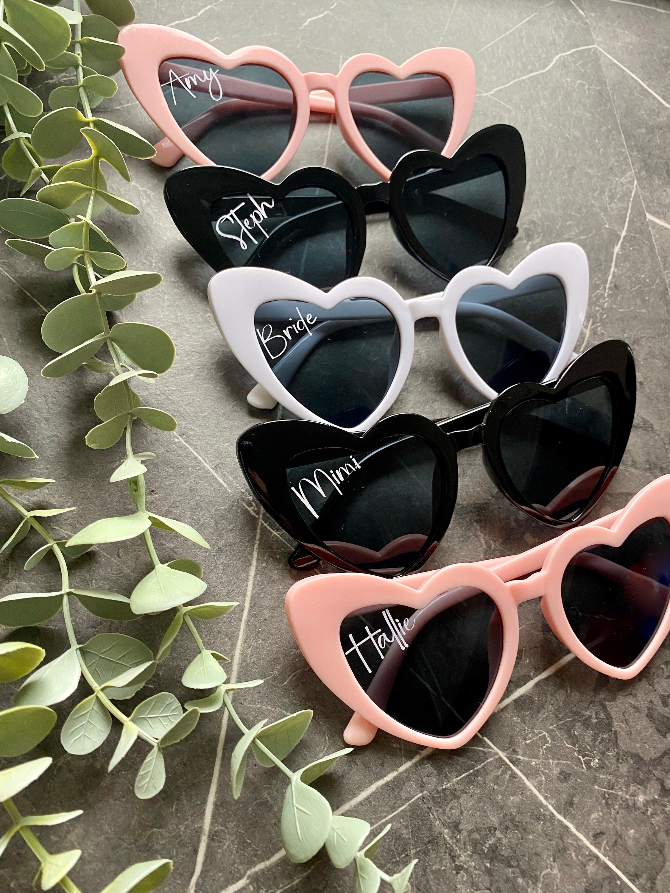 Personalised Heart Sunglasses | Custom Bridal Party Sunglasses