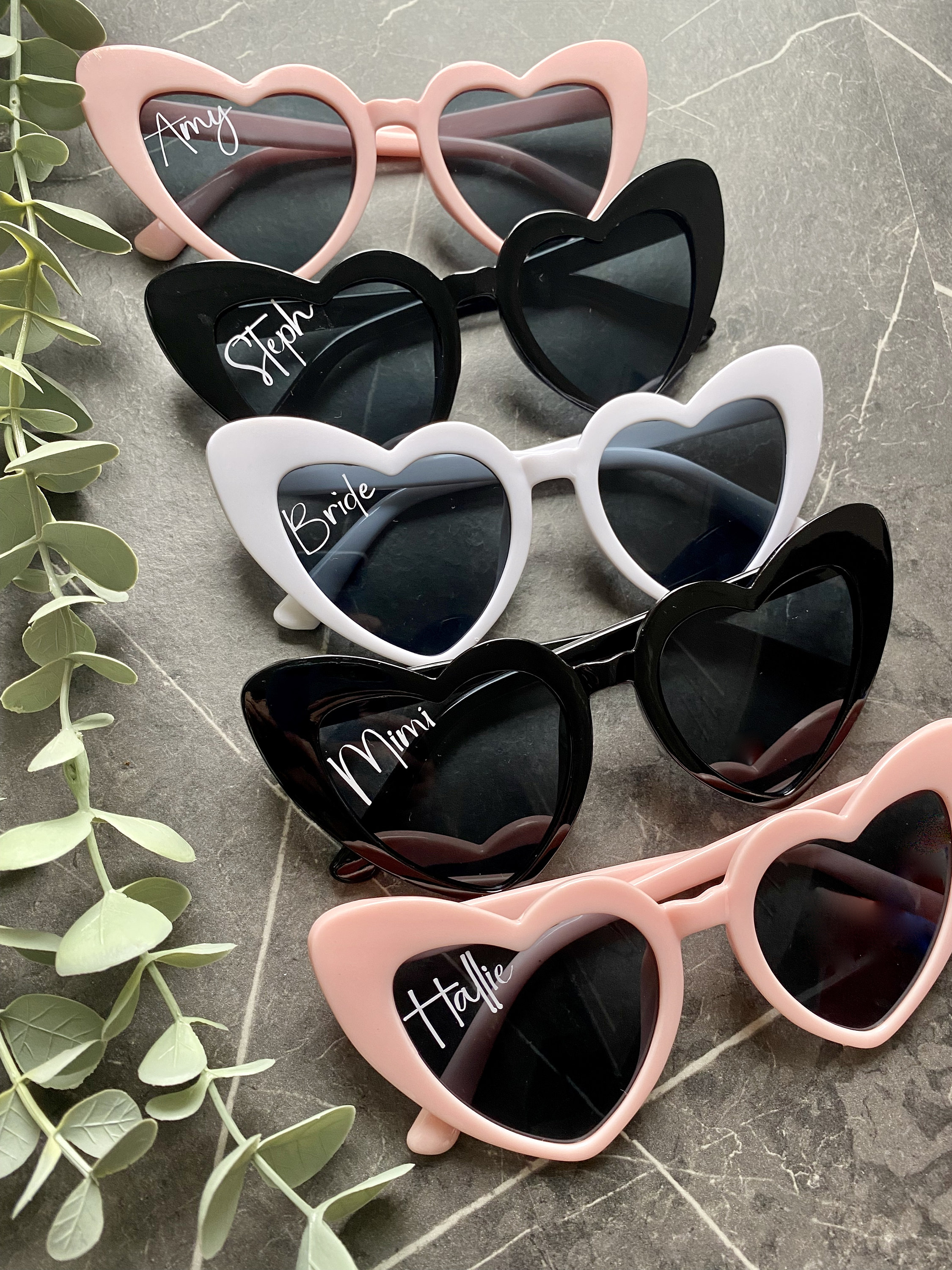 Personalised Heart Sunglasses | Custom Bridal Party Sunglasses