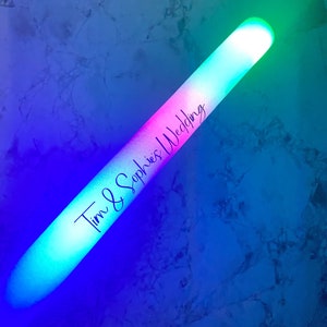 Personalised LED Glow Sticks | Wedding Glow Sticks | Hen Do Glow Sticks | Foam LED Light | Flashing Foam Baton |Party Glowsticks | Rose Gold