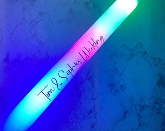 Personalised LED Glow Sticks | Wedding Glow Sticks | Hen Do Glow Sticks | Foam LED Light | Flashing Foam Baton |Party Glowsticks | Rose Gold