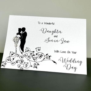 Handgemachte Hochzeitskarte für Schwiegertochter und Schwiegersohn, 3D Blumen und Edelsteine, Mr Mrs Card, Einfache Hochzeitskarte, Andenken, Schwiegertochter und Schwiegertochter