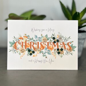 Tarjeta de Navidad con bosque, tarjeta de Navidad con acebo 3D, tarjeta de Feliz Navidad con gemas y perlas, tarjeta de Navidad con petirrojo, tarjeta de Navidad con amor por la naturaleza