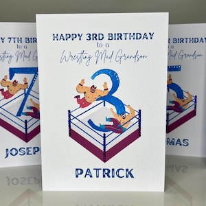 3e carte d'anniversaire personnalisée de petit-fils, carte d'anniversaire de lutte de petit-fils, carte d'anniversaire de petit-fils faite main, carte d'anniversaire de lutte