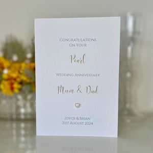 Mama en papa gepersonaliseerde kaart parel huwelijksverjaardag, 30e verjaardag kaart voor ouders, aandenken 30e verjaardag kaart voor mama en papa