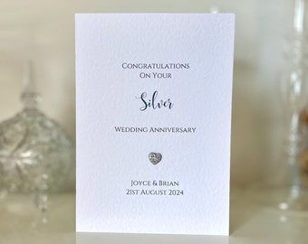 Personalised Silver Wedding Anniversary Card, Silver Anniversary Card, Luxury Anniversary Card, 25th Wedding Anniversary Card, 25 Years