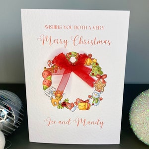 Personalised Christmas Card, Personalised Ginger bread Christmas Wreath Card, Personalized Holiday Card, Christmas Wreath Card, Merry Xmas