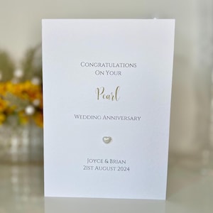Carte d'anniversaire de mariage perle personnalisée, carte 30e anniversaire, carte d'anniversaire de luxe, carte d'anniversaire perle, anniversaire de mariage