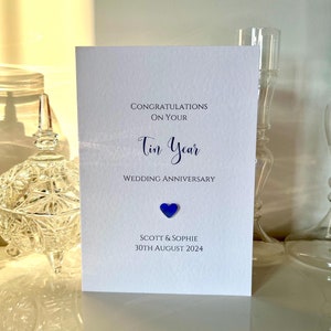 Carte personnalisée 10e anniversaire de mariage, carte d'anniversaire en étain, carte souvenir, carte 10e anniversaire, carte d'anniversaire en étain personnalisée