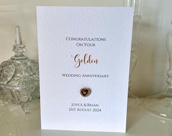 Personalised Golden Wedding Anniversary Card, Golden Anniversary Card, Luxury Anniversary Card, 50th Wedding Anniversary Card, 50 Years