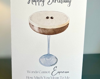 ESPRESSO MARTINI BIRTHDAY Card, Coffee Lover Birthday Card, Personalise Age Birthday Card, Espresso Martini Card for Girlfriend Boyfriend