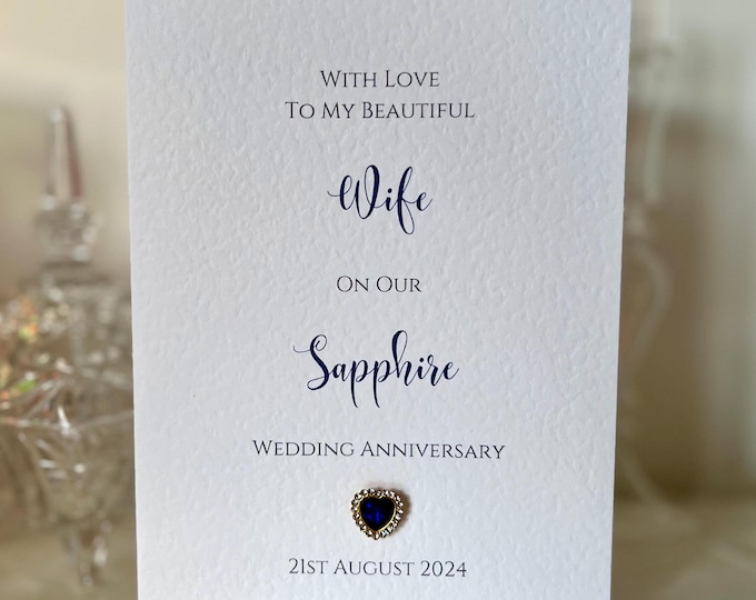 Wife Sapphire Anniversary Card, Personalised Sapphire Wedding ...
