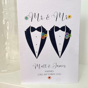 Zwei Bräutigame Hochzeitskarte, Named Mr & Mr Hochzeitskarte, Personalisierte Mr und Mr Hochzeitskarte, Luxus Hochzeitskarte, Winterhochzeitskarte, Smoking