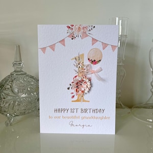 Carte personnalisée 1er anniversaire de petite-fille, carte 1er anniversaire, carte d'anniversaire petite-fille, carte d'anniversaire personnalisée de luxe, tout âge