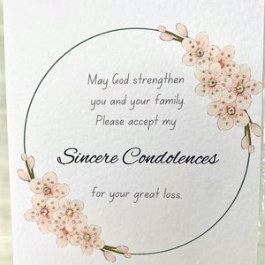 Sincères condoléances Carte de sympathie faite à la main, Carte de sympathie de Dieu bénisse, Carte de pardon pour votre perte, Que Dieu vous fortifie Carte, Pensées,