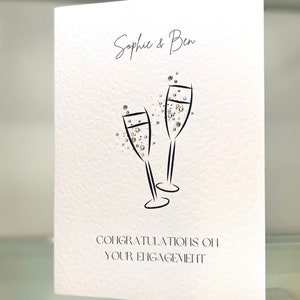 Carte de fiançailles personnalisée, carte faite main, carte de fiançailles contemporaine, carte souvenir à encadrer, carte de fiançailles de luxe avec coupe de champagne