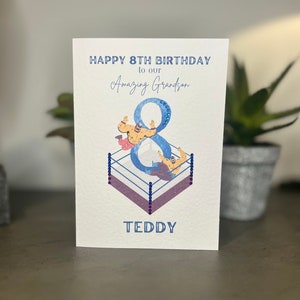 Carte d'anniversaire personnalisée petit-fils 8e, carte d'anniversaire petit-fils lutte, carte d'anniversaire WWE, carte 8 aujourd'hui, carte 8e anniversaire lutte