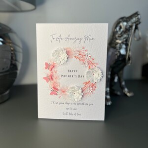 BIGLIETTO PER LA FESTA DELLA MAMMA fatto a mano, biglietto di auguri per la festa della mamma con fiori 3D - Farfalle - Gemme, Mamma, Mamma, Mammina, Mummia, biglietto di lusso per la festa della mamma 3D
