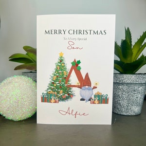 BIGLIETTO DI NATALE PERSONALIZZATO PER FIGLIO, Biglietto di Natale per figlio, Biglietto decorato a mano con gemme, Biglietto di Natale per bambino, Qualsiasi parentela, Biglietto di Natale divertente