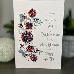 WEIHNACHTSKarte für Sohn und Schwiegertochter, Weihnachtskarte, Weihnachtskarte für Sohn und Schwiegertochter, Zuckerstange, 3D Blumen