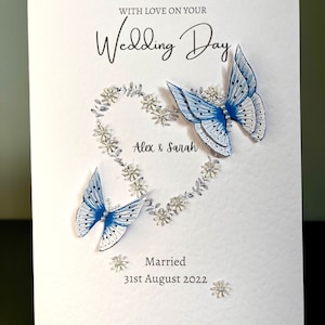 Cartão de casamento personalizado, cartão de casamento de lembrança, cartão de casamento de borboleta de papel 3D, cartão de casamento de luxo, cartão de casamento de primavera, cartão com nome