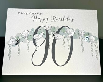 90e verjaardagskaart, gelukkige 90e verjaardagskaart, 90e kaart, 90e viering, speciale 90e aandenkenkaart, luxe 90e verjaardagskaart, kaart voor elke leeftijd