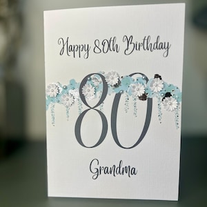 CARTÃO DE 80º ANIVERSÁRIO DA VOVÓ, Cartão de Feliz Aniversário para Vovó Feito à Mão, Cartão de 80º Aniversário para Vovó, Qualquer Nome, Qualquer Idade de Parentesco, 80 Hoje, Cartão de Octogésimo Aniversário