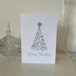 Kerstkaart, handgemaakte kerstboomkaart, vrolijke kerstkaart, 3D-kerstkaart, eenvoudige kerstkaart, minimalistische kaart, kerstkaart