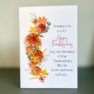 Cartão de ação de graças feliz, cartão de ação de graças 3d, cartão de ação de graças de trilha de flores de outono, cartão de ação de graças feito à mão, cartão de ação de graças