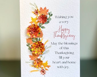 3D Thanksgiving Card, Fall Flower Trail Thanksgiving Card, Handmade Thanksgiving Card, Happy Thanksgiving Card for a Friend or Relative