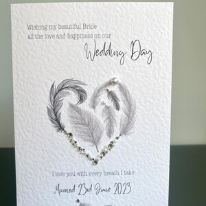 Moglie per essere carta di giorno di nozze, carta di giorno di nozze per la sposa, carta di matrimonio sposa con gemme e perle, carta di giorno di nozze per moglie, carta di nozze