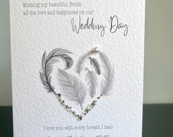Wife To Be Wedding Day Card, Wedding Day Card For Bride, Bride Wedding Card with Gems & Pearls, Wedding Day Card For Wife, Wedding Card