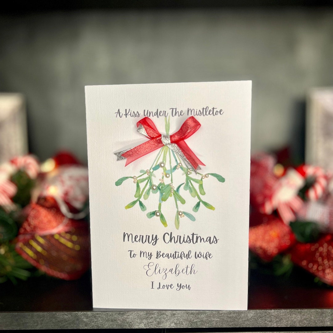 PERSONALISED WIFE CHRISTMAS Card, Handmade Wife Christmas Card With ...