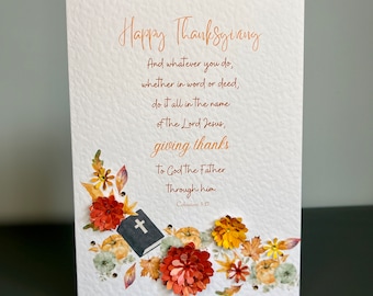 Thanksgiving Card With Biblical Verse, 3D Happy Thanksgiving Card, Keepsake Thanksgiving Card, Friend Thanksgiving Card, Thanksgiving Card