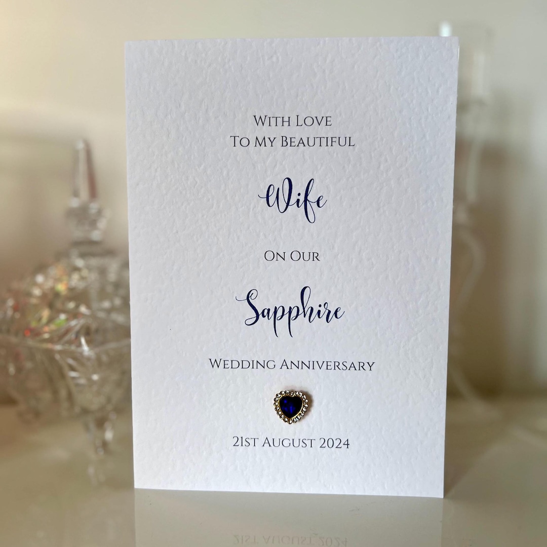 Wife Sapphire Anniversary Card, Personalised Sapphire Wedding ...