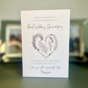 Biglietto d'auguri per l'anniversario di matrimonio di Pearl, biglietto d'auguri per l'anniversario di matrimonio del marito, biglietto d'auguri per il 30° anniversario di matrimonio, biglietto d'auguri di lusso, biglietto fatto a mano