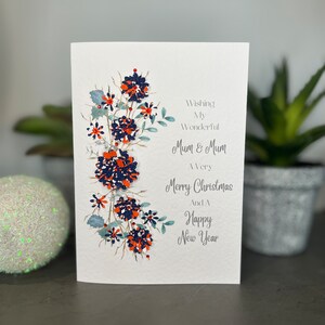 Cartão de Natal contemporâneo para MÃE e MÃE, Flores de Natal com Estampa 3D e Pedras Preciosas, Cartão de Natal para Mãe e Mãe, 2 Mães, Cartão de Natal para os Pais