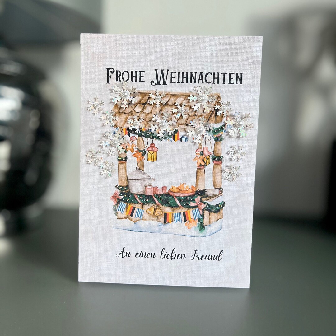 Handmade German Christmas Card for a Lovely FRIEND, 3D Snowflakes With ...