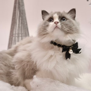Handmade Pet Pearl Bowtie Scarf: Adjustable Cat or Dog Collar