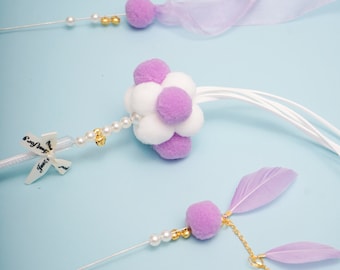Purple Pom Pom Cat Wand Toy | Magic Cloud Teaser