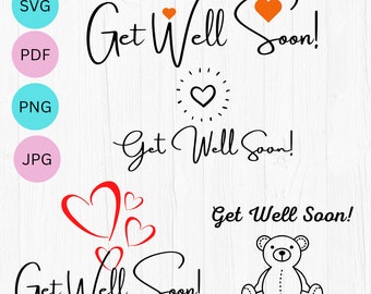 Get well soon! PNG, JPG, PDF - Get well Greeting card wish, Get well Mug, Get well Shirt print - Encouragement Card, Download, Printable