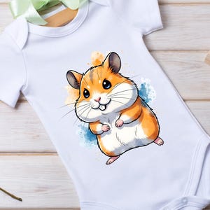 Body de bebé con un divertido hámster de dibujos animados, bonito atuendo para mascota, regalo único para baby shower, ropa encantadora para recién nacidos.
