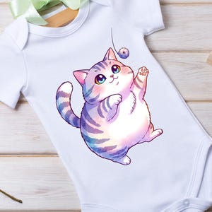 Body de bebé con gato de dibujos animados, conjunto de gatito kawaii, ropa única para recién nacido, regalo de baby shower con animales.