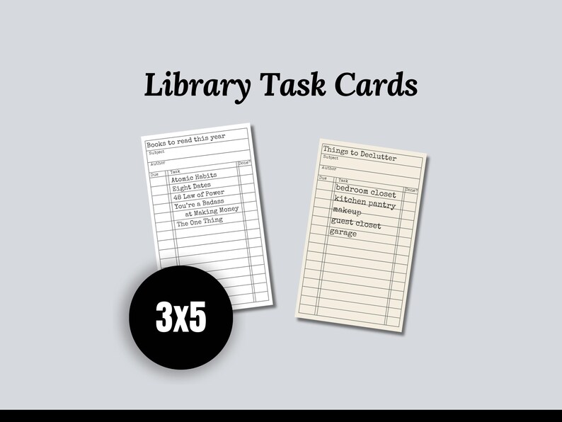 Library Card Task Cards: Printable Planner Accessories - Etsy