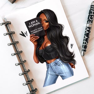 I Am Woman Planner Dashboard: Black Girl Illustration (Digital Download)