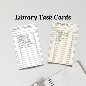 Bibliotheksausweis Aufgabenkarten: Druckbare Planer Accessoires