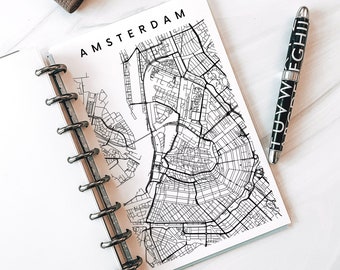 Map of Amsterdam, Minimalist Map, Half Letter Dashboard, Half Letter Cover, Half Letter Printable Dashboard, Half Letter Printable Cover