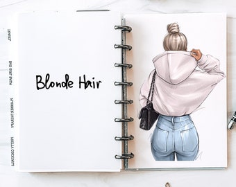 Blonde Hair Hoodie Girl, half letter planner cover, half letter printable cover, half letter printable covers