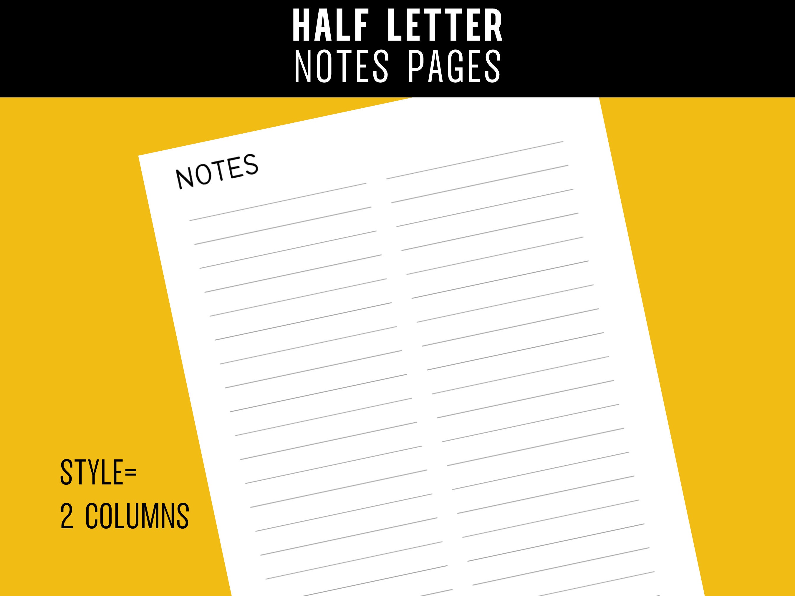 Half Letter Notes Pages 5 Styles, Half Letter Planner Inserts Printable ...
