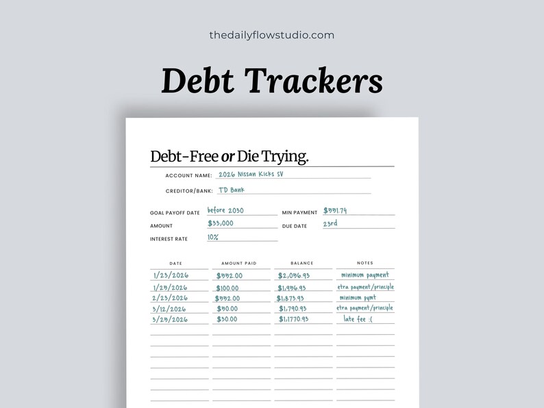 Debt Trackers Bundle Fillable PDF Templates for Planners and Digital ...