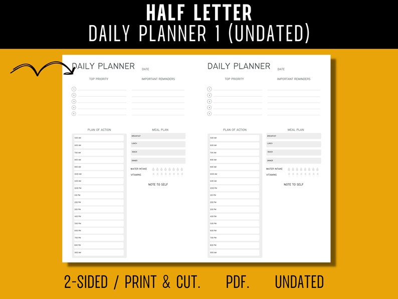 Half Letter Daily Insert 1, Half Letter Planner Printable, Planner